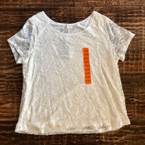 Leo & Nicole Off White Lace Top - Size XXL (NWT)